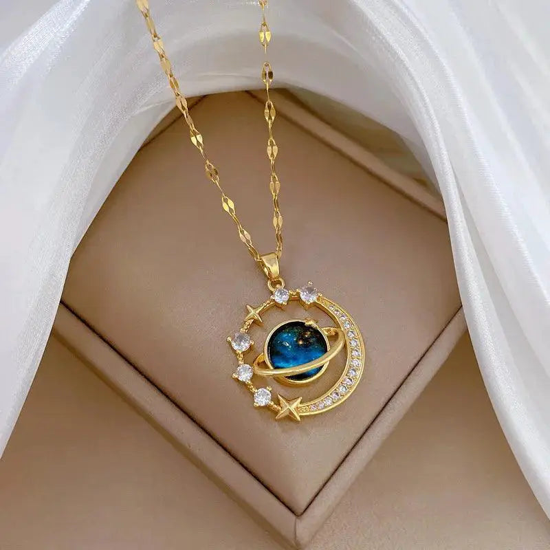 Luxurious Starry Sky Moon And Stars Necklace Chain
