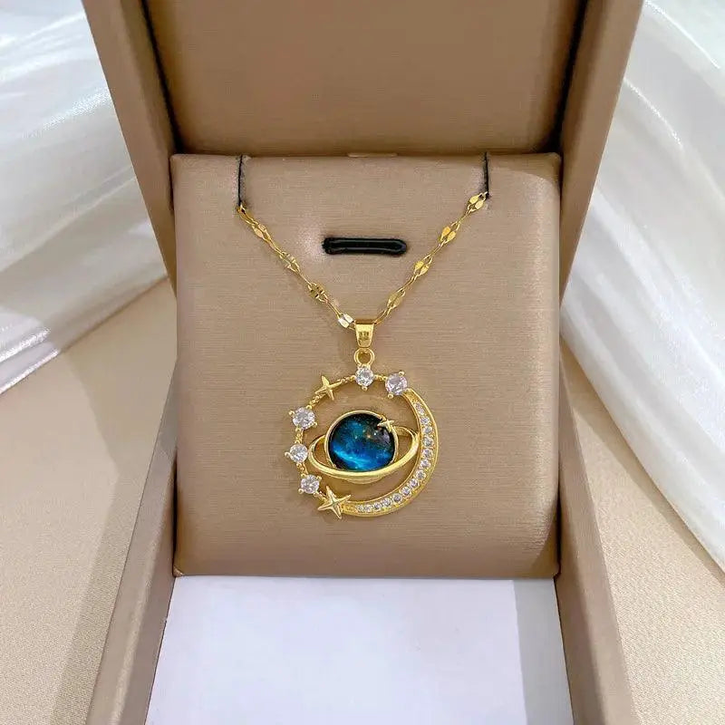 Luxurious Starry Sky Moon And Stars Necklace Chain