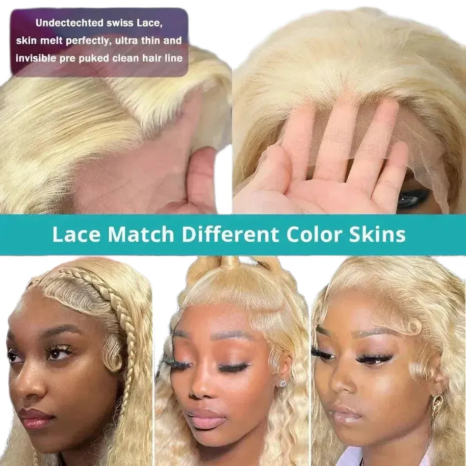 Luxury Density Honey Blonde Deep Wave Lace Wig - 13X4 Lace Wig 32inches product image