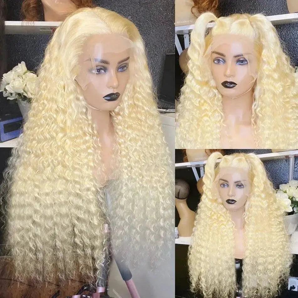 Luxury 250 Density Honey Blonde Deep Wave Lace Wig 40 Inch