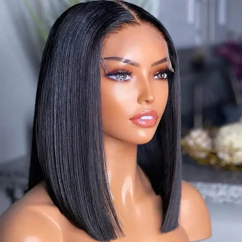 Luxury Burgundy Bob Lace Front Human Hair Wig 8 To 16 Inch