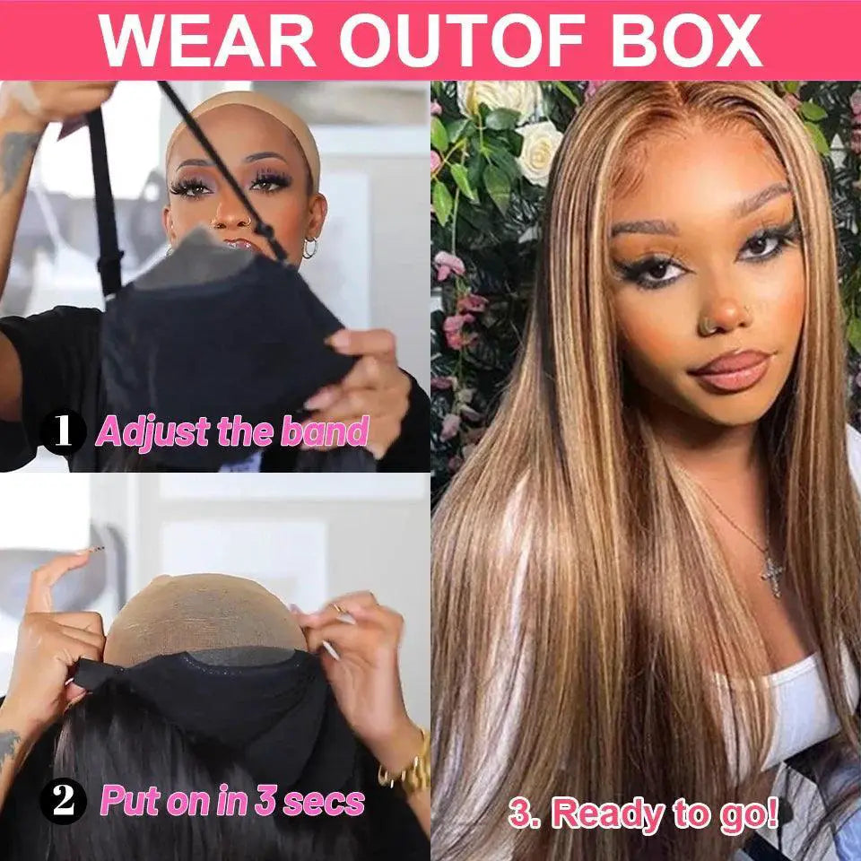 Luxury Highlight Human Hair Wig With HD Lace Frontal