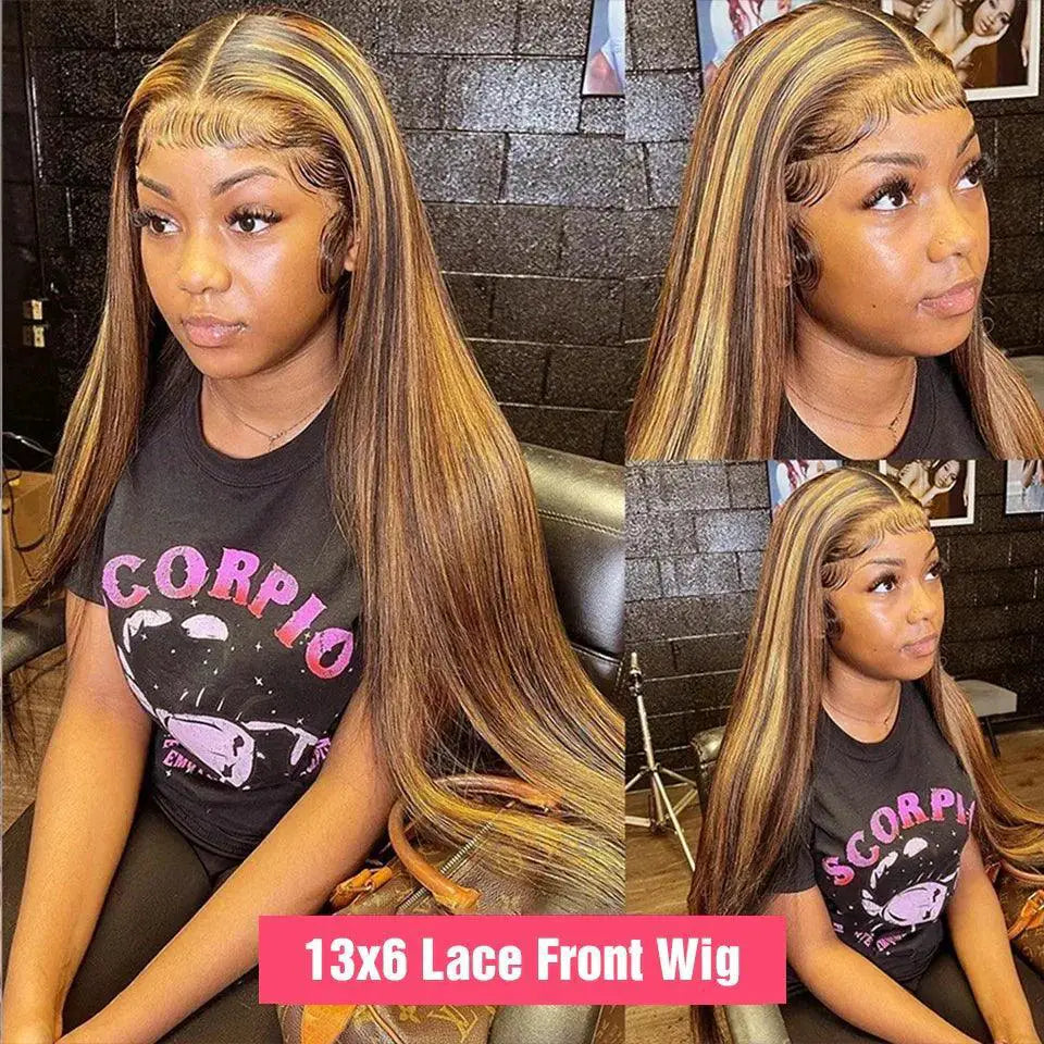 Luxury Highlight Human Hair Wig With HD Lace Frontal