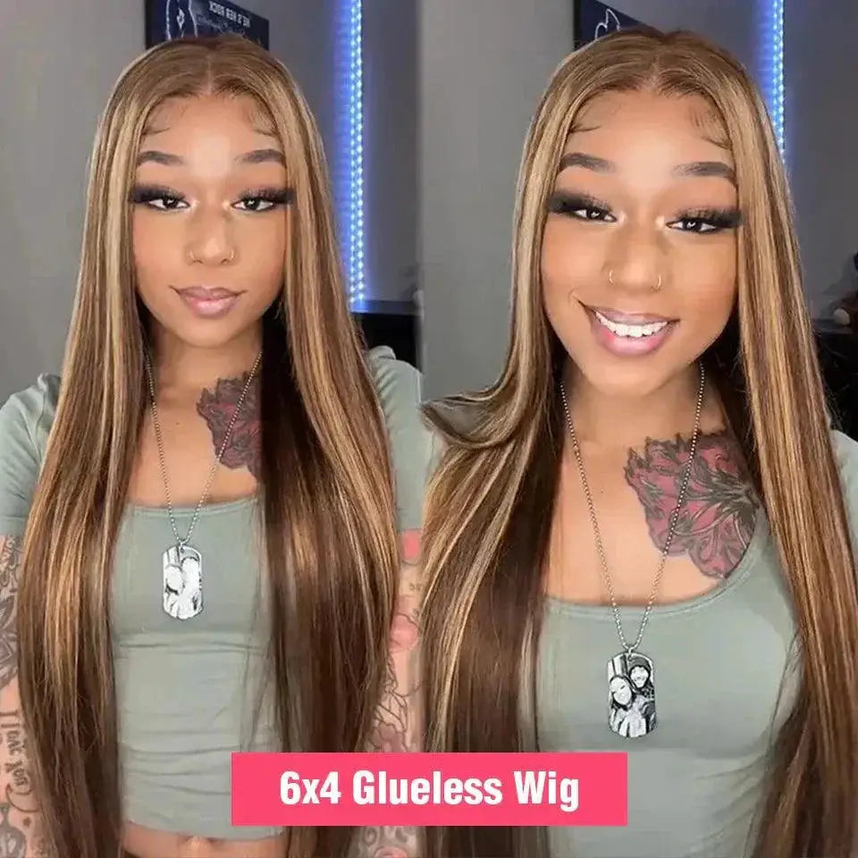 Luxury Highlight Human Hair Wig With HD Lace Frontal