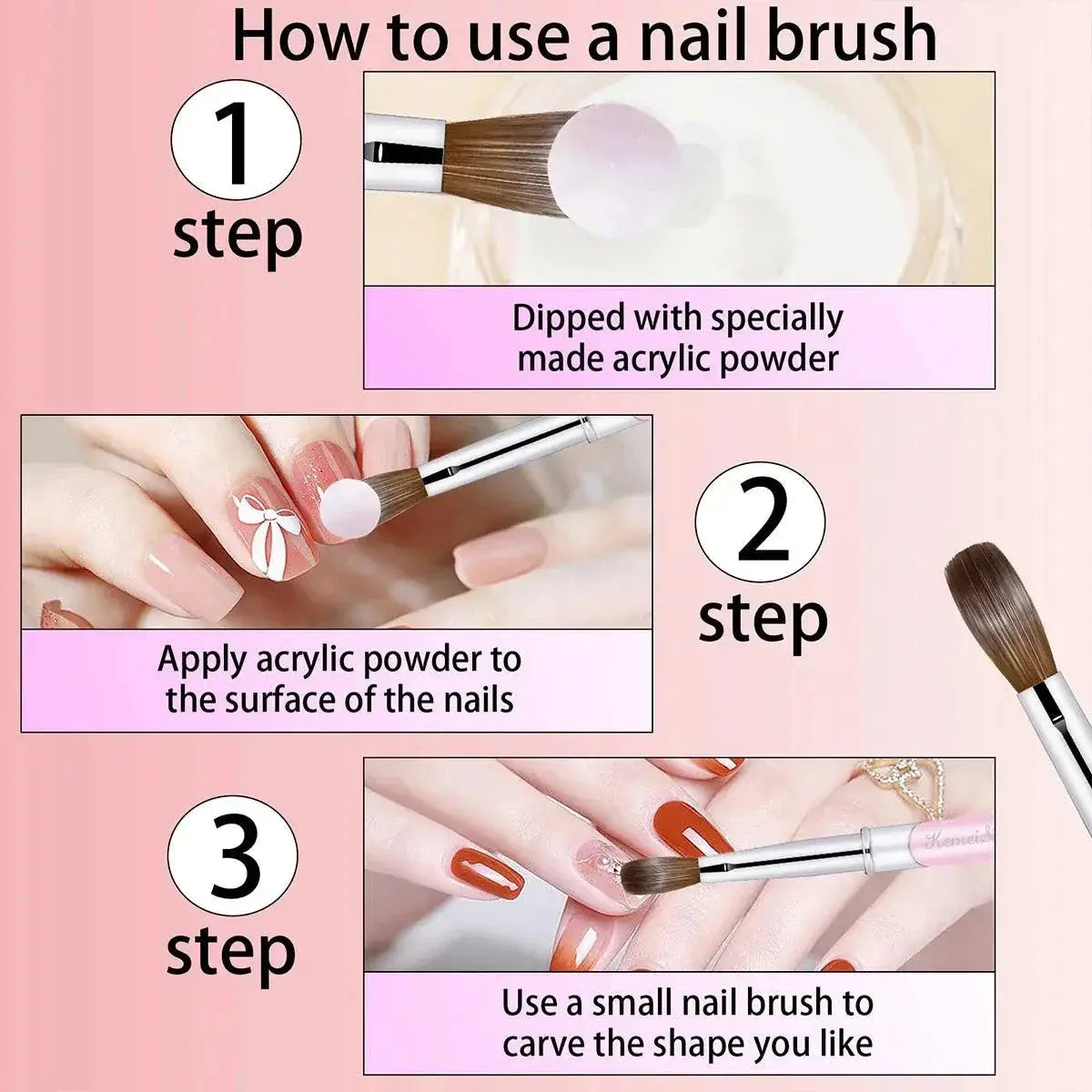 Luxury Kolinsky Nail Brush Set With Mink Bristle Kit