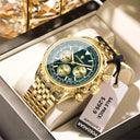Luxury Mens Chronograph Stainless Steel Watch Date Luminous Waterproof