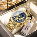 Luxury Mens Chronograph Stainless Steel Watch Date Luminous Waterproof