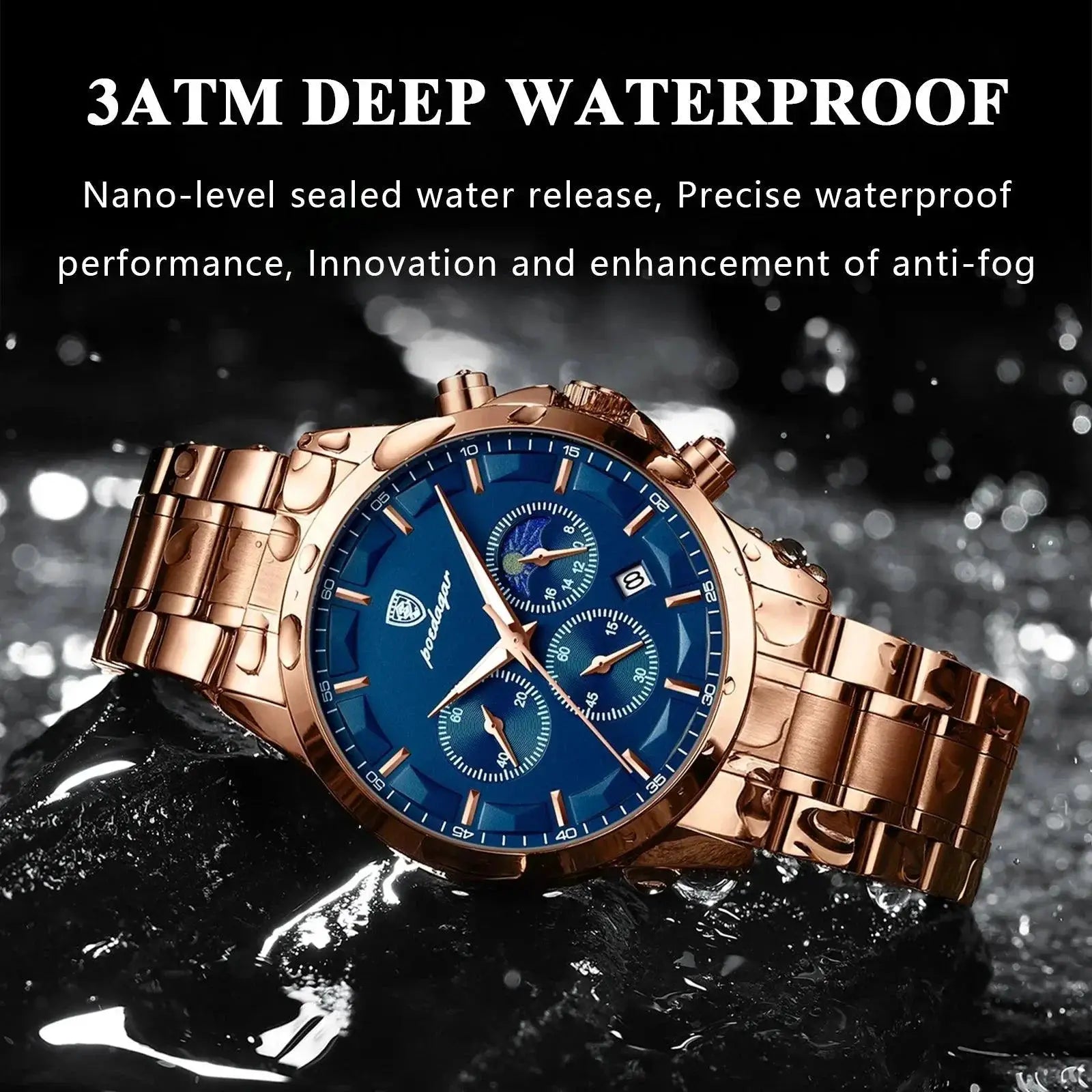Luxury Mens Chronograph Watch Military Waterproof Timepiece
