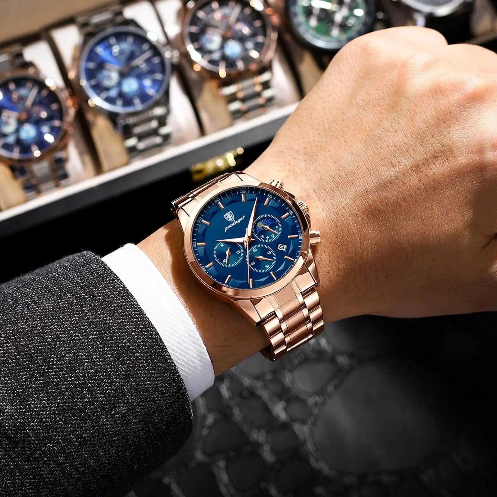 Luxury Mens Chronograph Watch Military Waterproof Timepiece