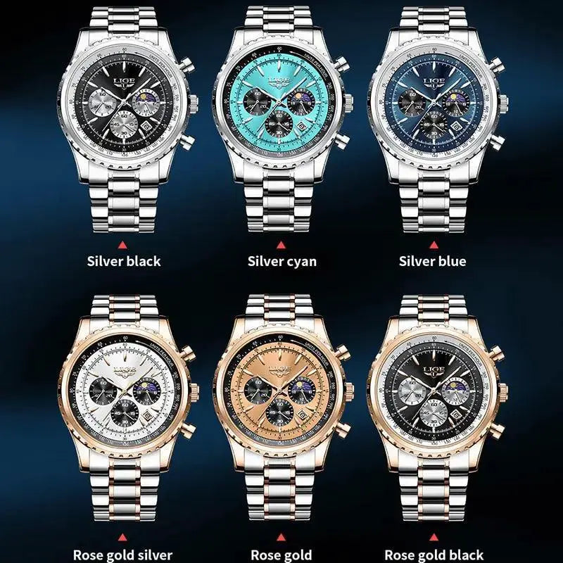 Luxury Men Quartz Chronograph Wristwatch Waterproof Design