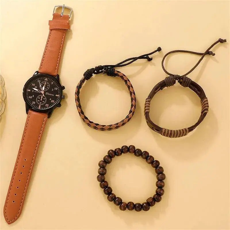 Luxury Men's Quartz Watch And Bracelet Set Gift For Him