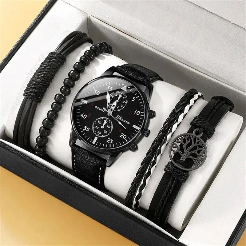 Luxury Men's Quartz Watch And Bracelet Set Gift For Him