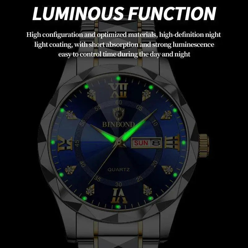 Luxury Mens Waterproof Stainless Steel Wristwatch Timepiece