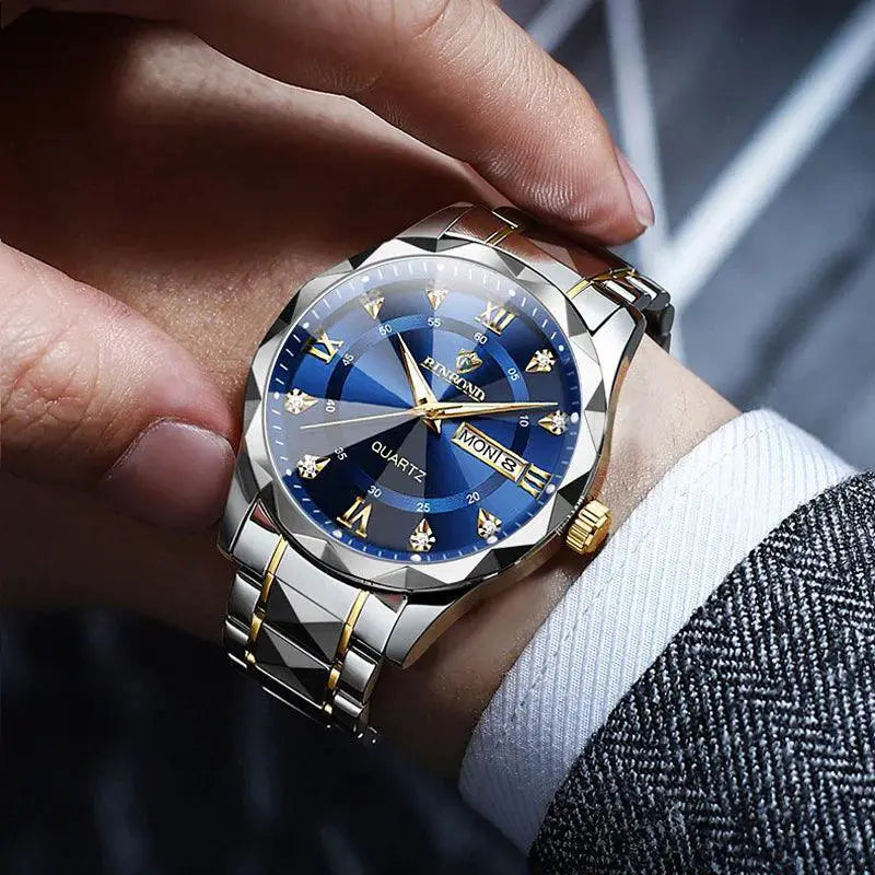 Luxury Mens Waterproof Stainless Steel Wristwatch Timepiece