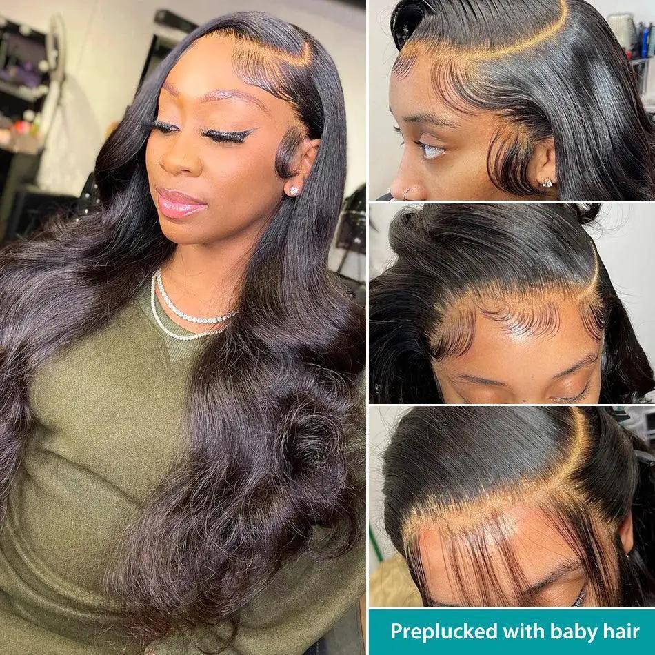 Luxury Off Black Brazilian Body Wave Lace Front Wig