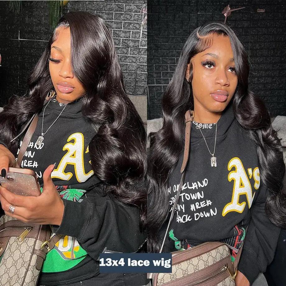 Luxury Off Black Brazilian Body Wave Lace Front Wig