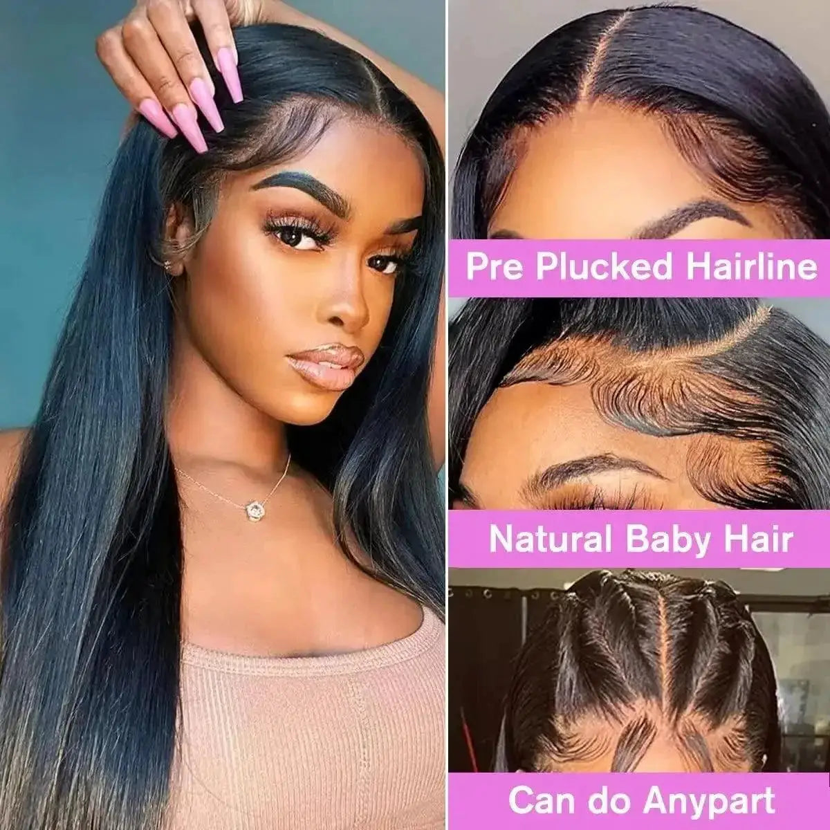 Luxury Straight Human Hair Lace Front Wigs For Comfort