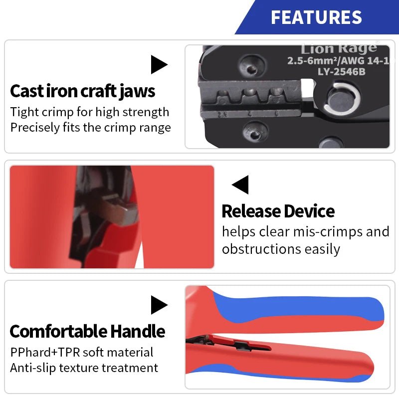 LY 2546B MC4 Terminal Crimping Pliers - Waterproof Solar Connector Tool 2.5 - 6 mm2