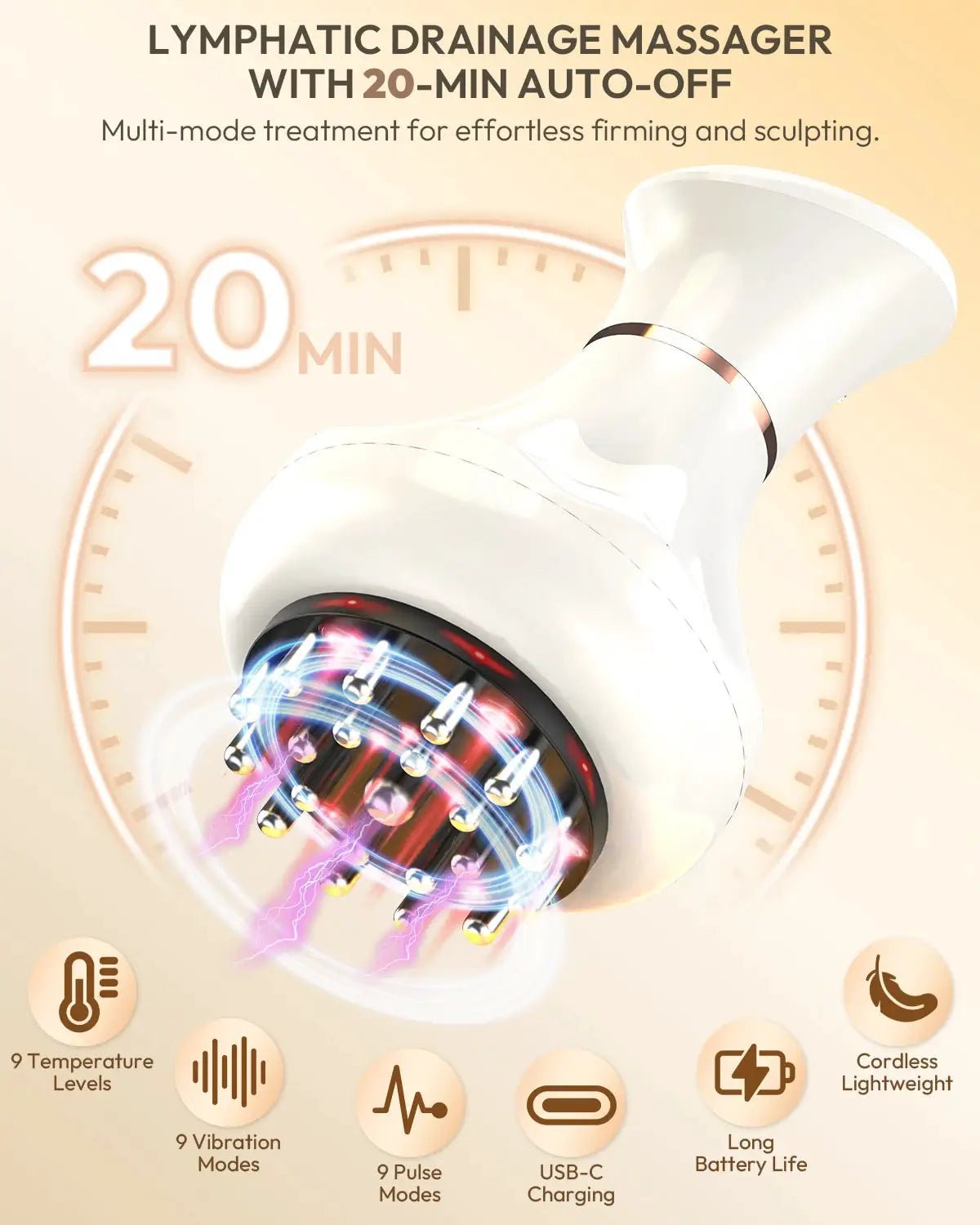 Lymph Drainage Massager For Body Sculpting With Heat Vibration Cellulite Lift