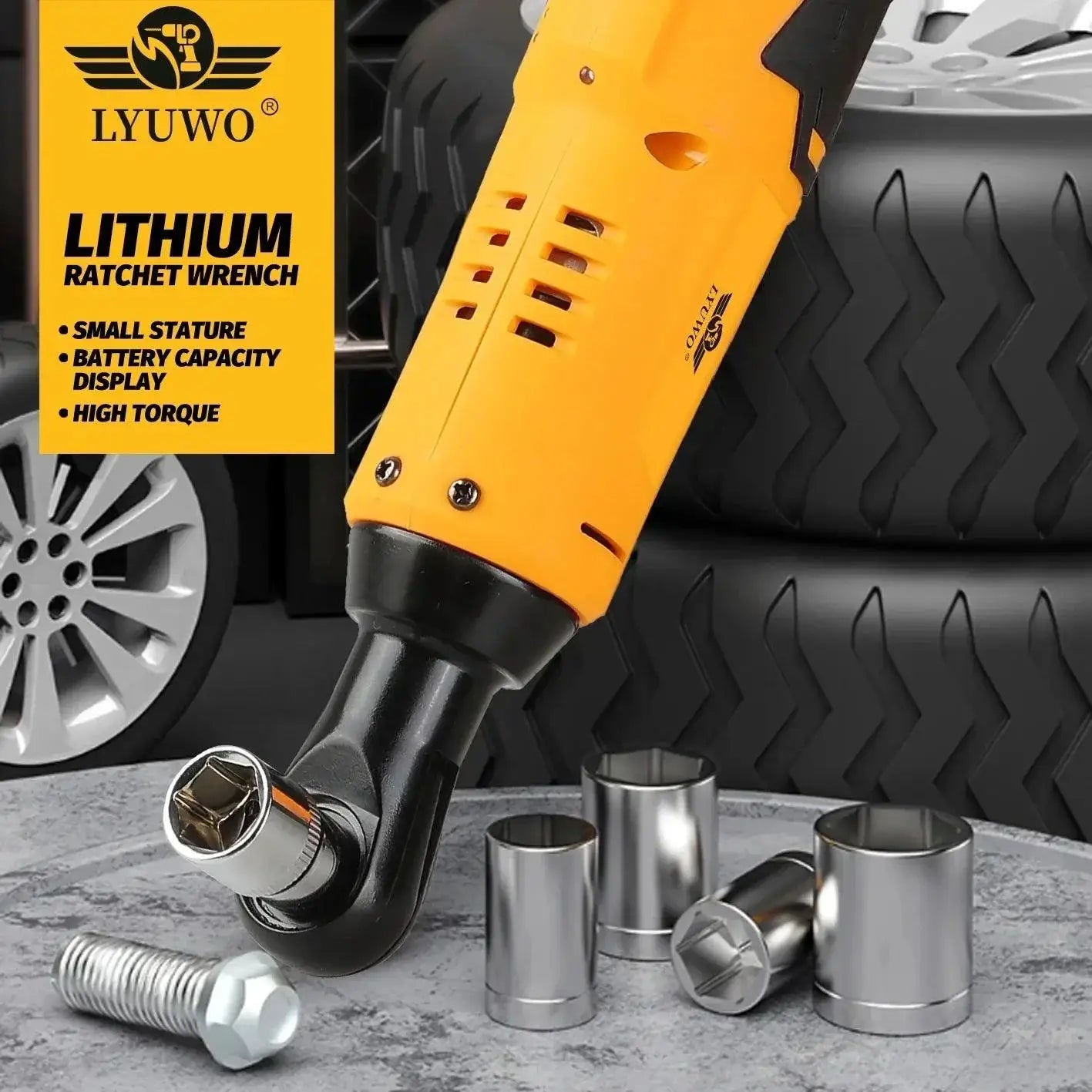 LYUWO 3/8 Rechargeable Electric Ratchet Set Angle Drill