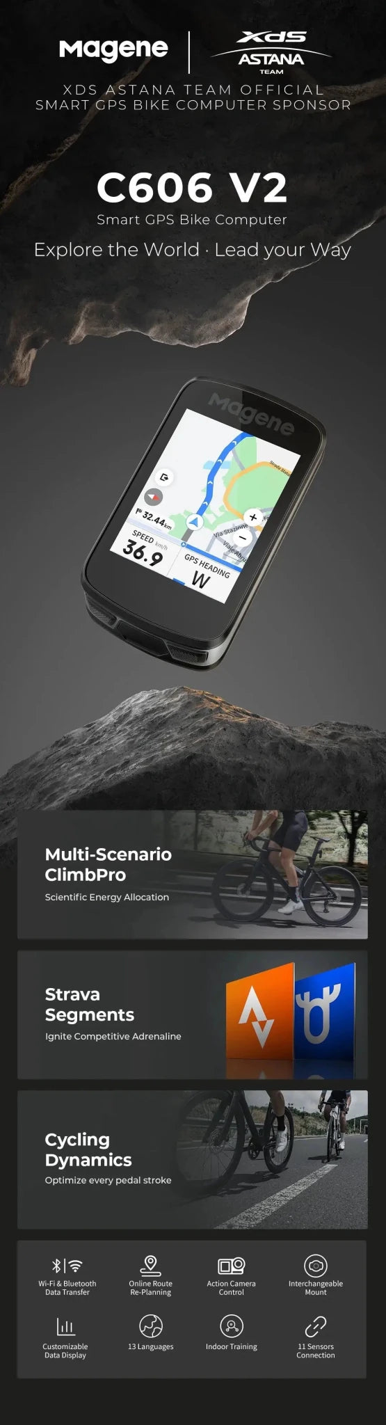 Magene C606V2 Bike Computer - Clear Nav
