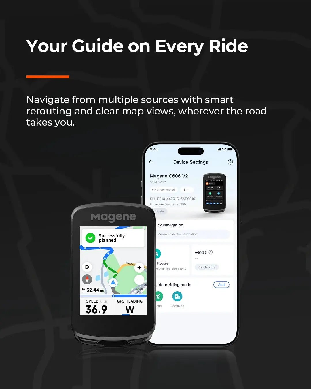Magene C606V2 GPS Bike Computer - Nav