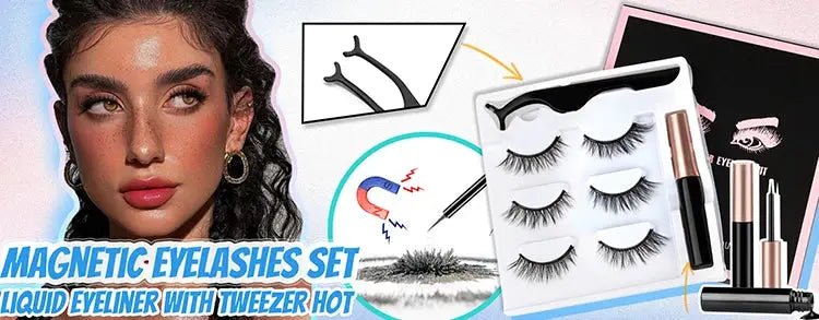 Magnetic 3D Mink Eyelashes Pair Handmade Reusable With Tweezers Glam Look
