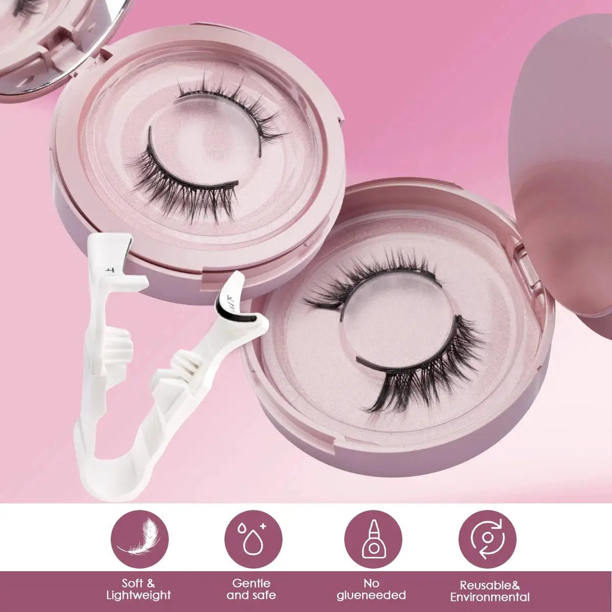 Magnetic 3D Mink Eyelashes Pair Handmade Reusable With Tweezers Glam Look
