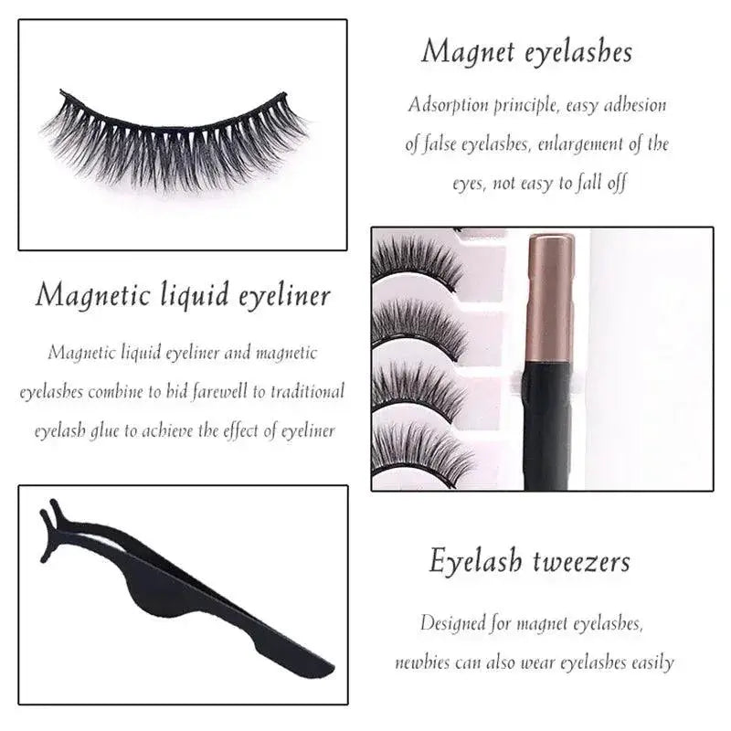 Magnetic Eyelash Kit With Synthetic Lashes For Glam Eyes