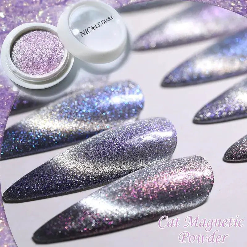 Nicole Diary Magnetic Nail Powder Glitter Aurora Cat Chrome