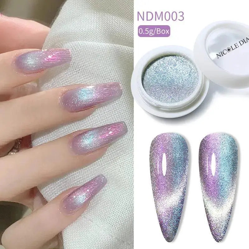 Nicole Diary Magnetic Nail Powder Glitter Aurora Cat Chrome
