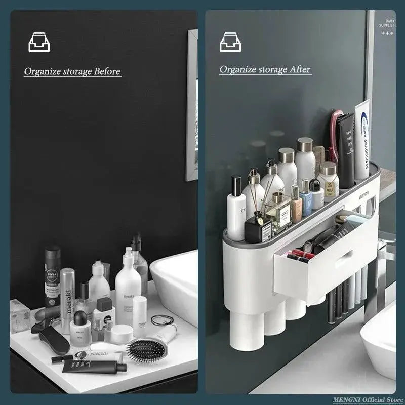 Magnetic Toothbrush Holder Stylish Bathroom Organizer