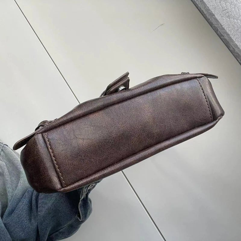 Maillard Style Retro Small Bag Y2K Wasteland Vintage PU Leather Shoulder Bag Pro