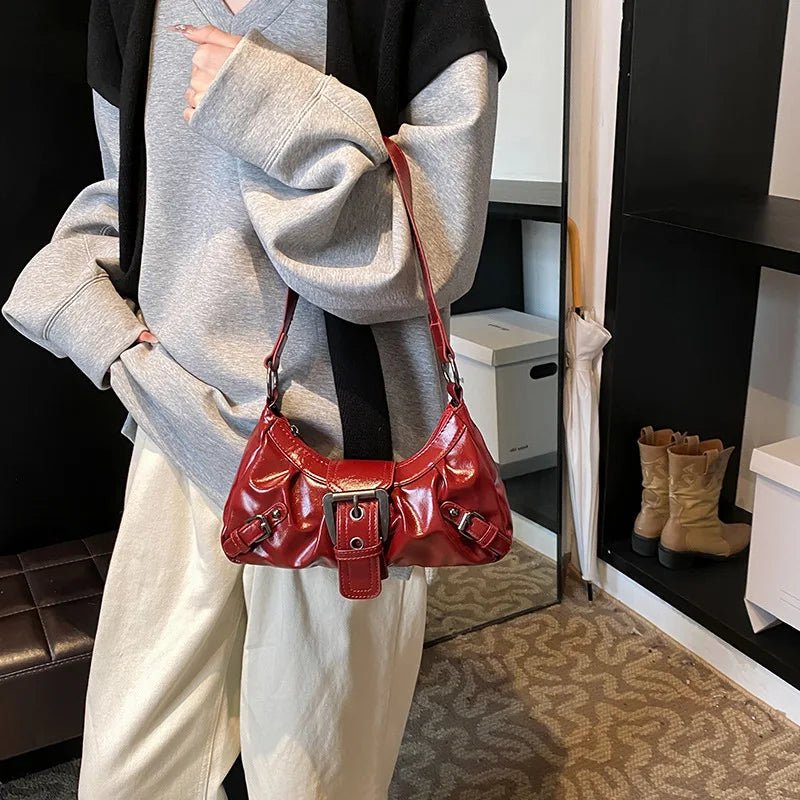 Maillard Style Retro Small Bag Y2K Wasteland Vintage PU Leather Shoulder Bag Pro
