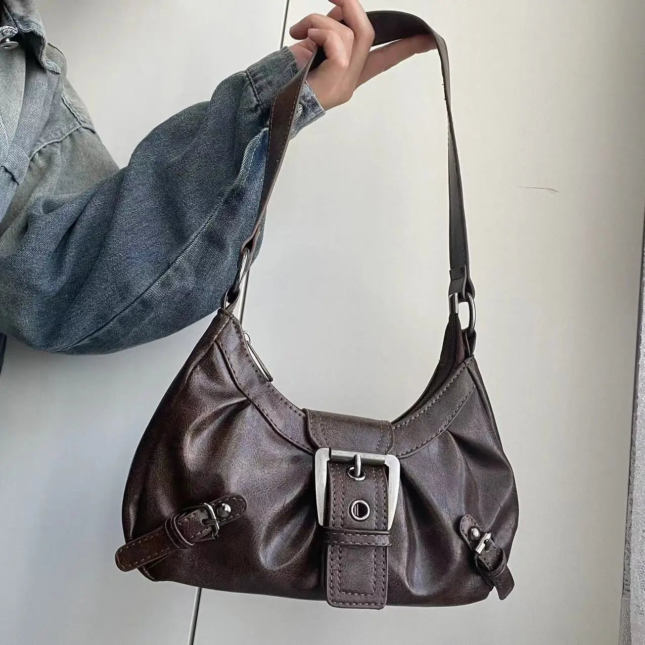 Maillard Style Retro Small Bag Y2K Wasteland Vintage PU Leather Shoulder Bag Pro