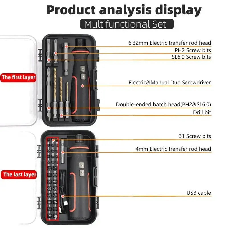 Maizhe USB Rechargeable Electric Screwdriver With LED Light