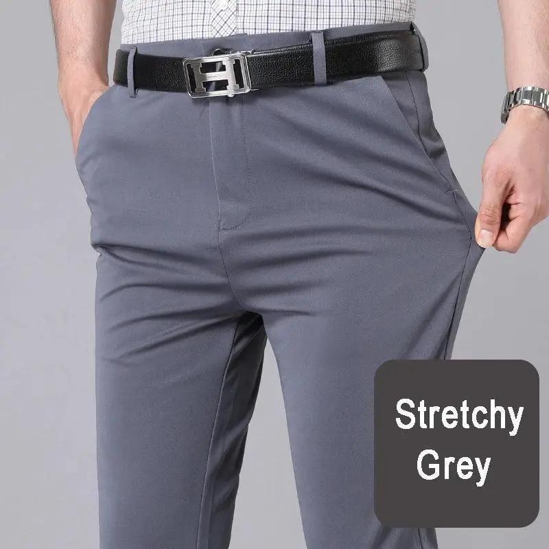 Men Stretch Black Casual Trousers For Office Wear — product view 11