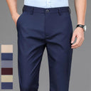 Male Stretch Black Smart Casual Trousers Versatile Office Wear