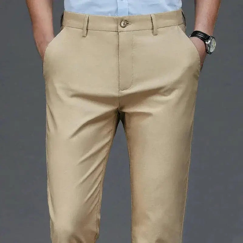 Men Stretch Black Smart Casual Trousers For Office Wear