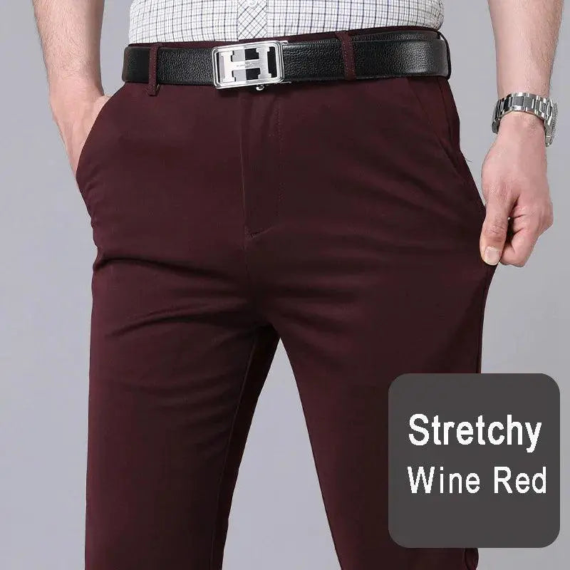 Men Stretch Black Casual Trousers For Office Wear — product view 8