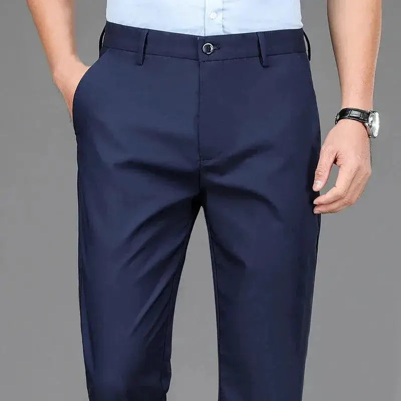 Men Stretch Black Smart Casual Trousers For Office Wear
