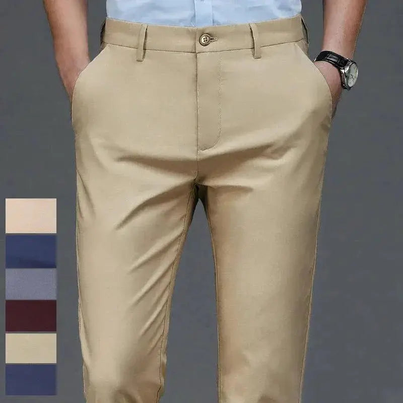 Men Stretch Black Smart Casual Trousers For Office Wear