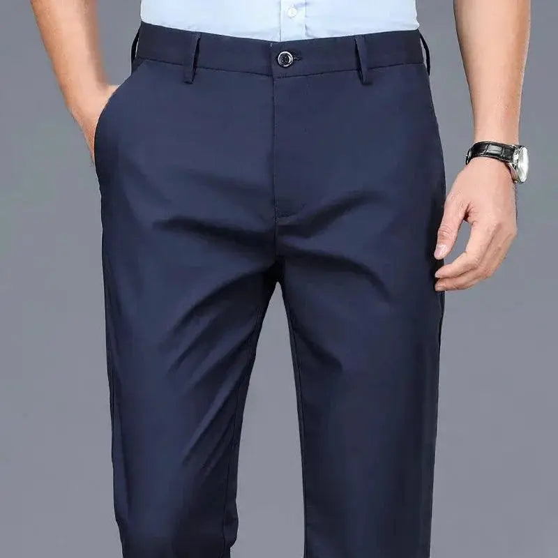 Men Stretch Black Casual Trousers For Office Wear — product view 10