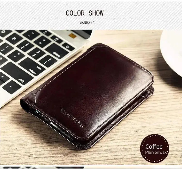 ManBang Leather Wallet For Men Card Holder Short Purse