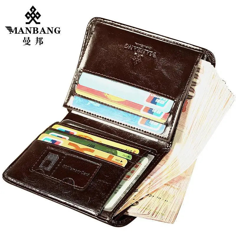 ManBang Leather Wallet For Men Card Holder Short Purse