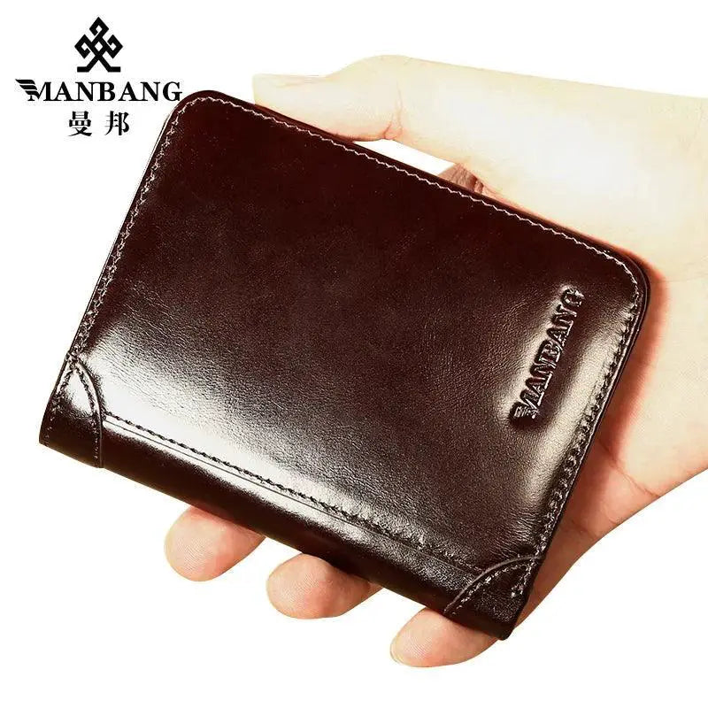 ManBang Leather Wallet For Men Card Holder Short Purse