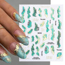 Marble Blue Wave Geometry Nail Art Stickers Creative Design