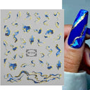 Marble Blue Wave Geometry Nail Art Stickers Creative Design
