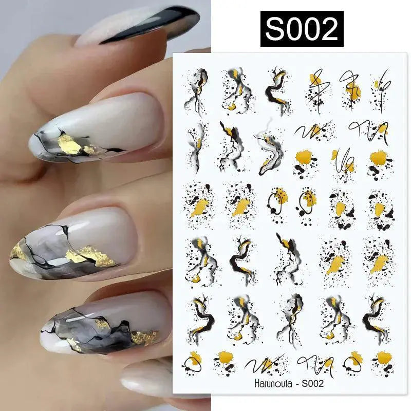 Marble Blue Wave Geometry Nail Art Stickers 3D Design