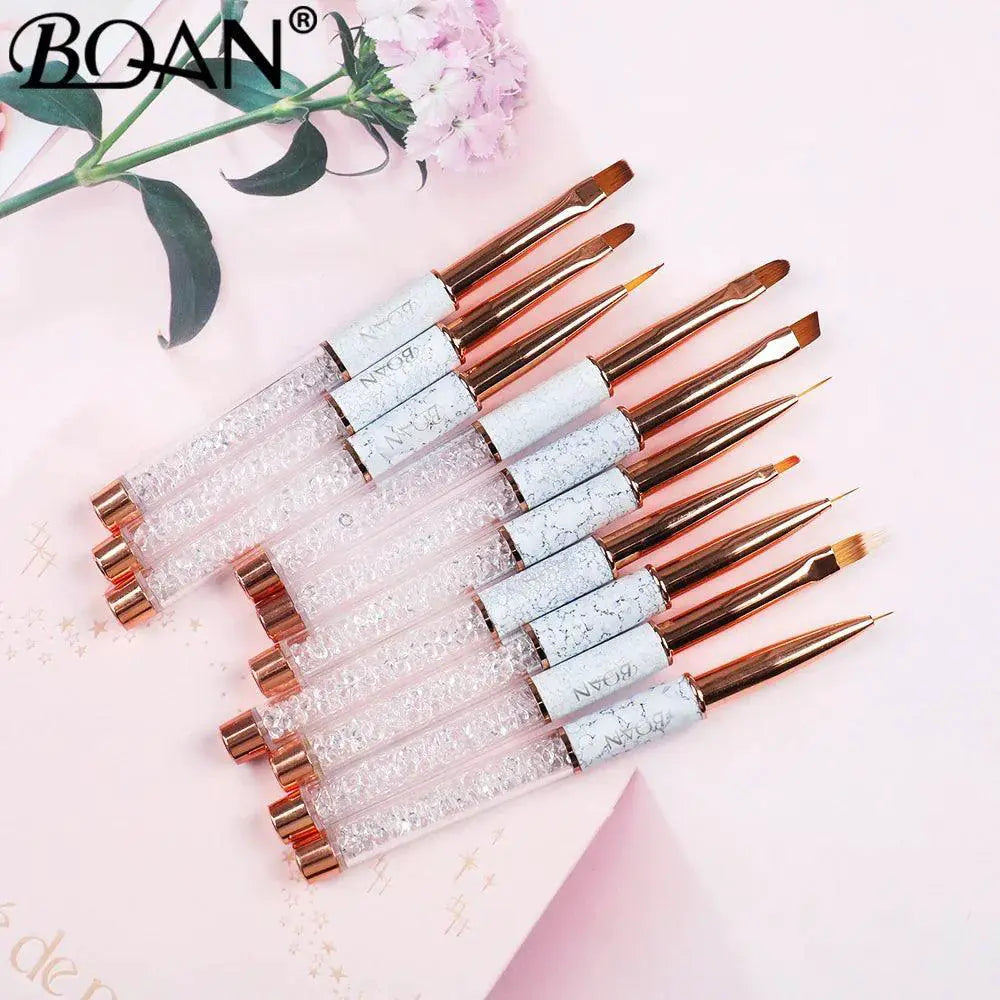Marbled Rose Gold Nail Brush For Professional Nail Art